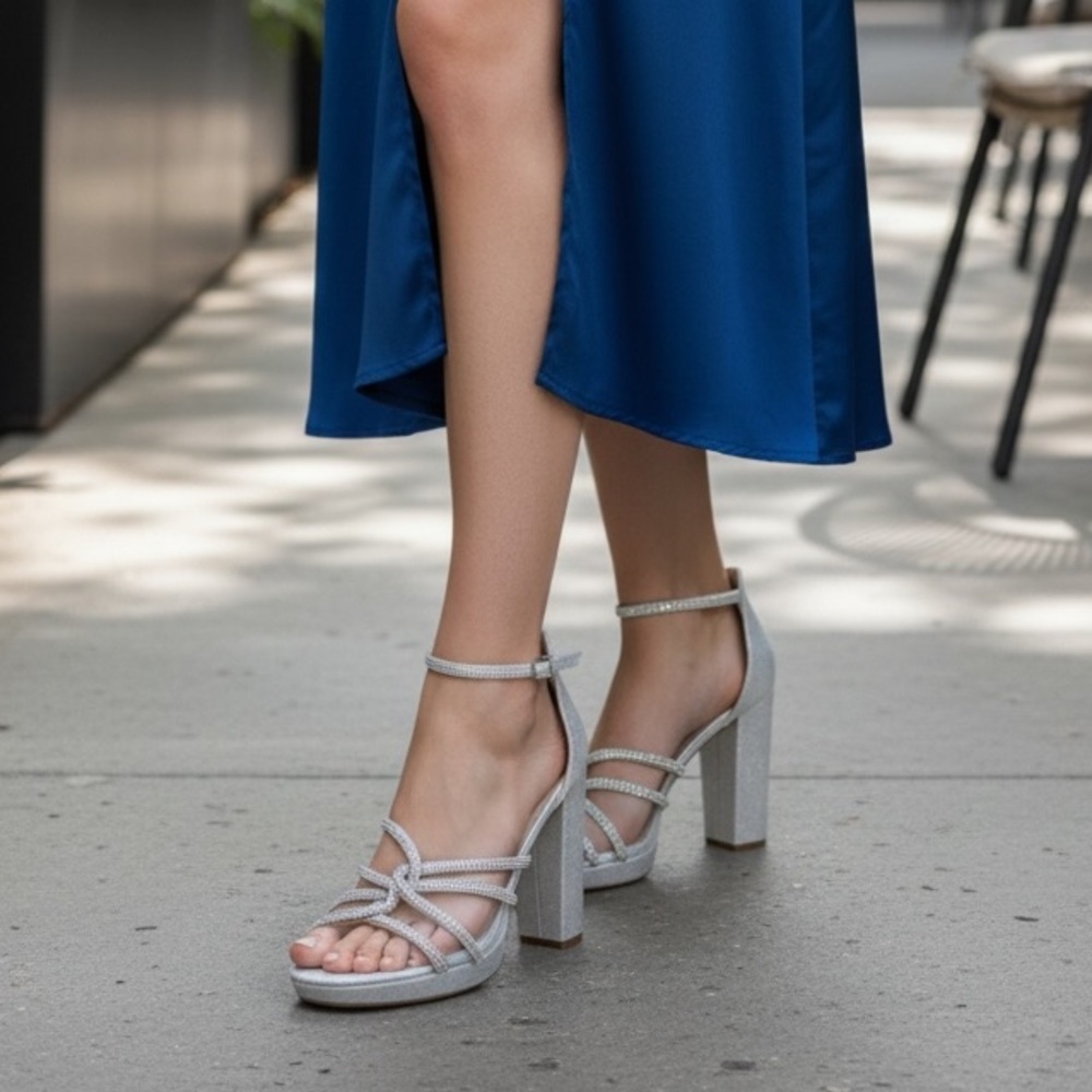 Silver and rhinestone heels 👠